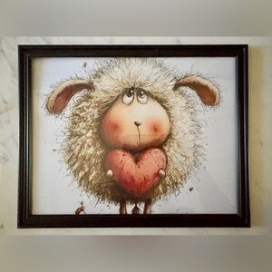 Adorable Sheep Heart Framed Wall Art